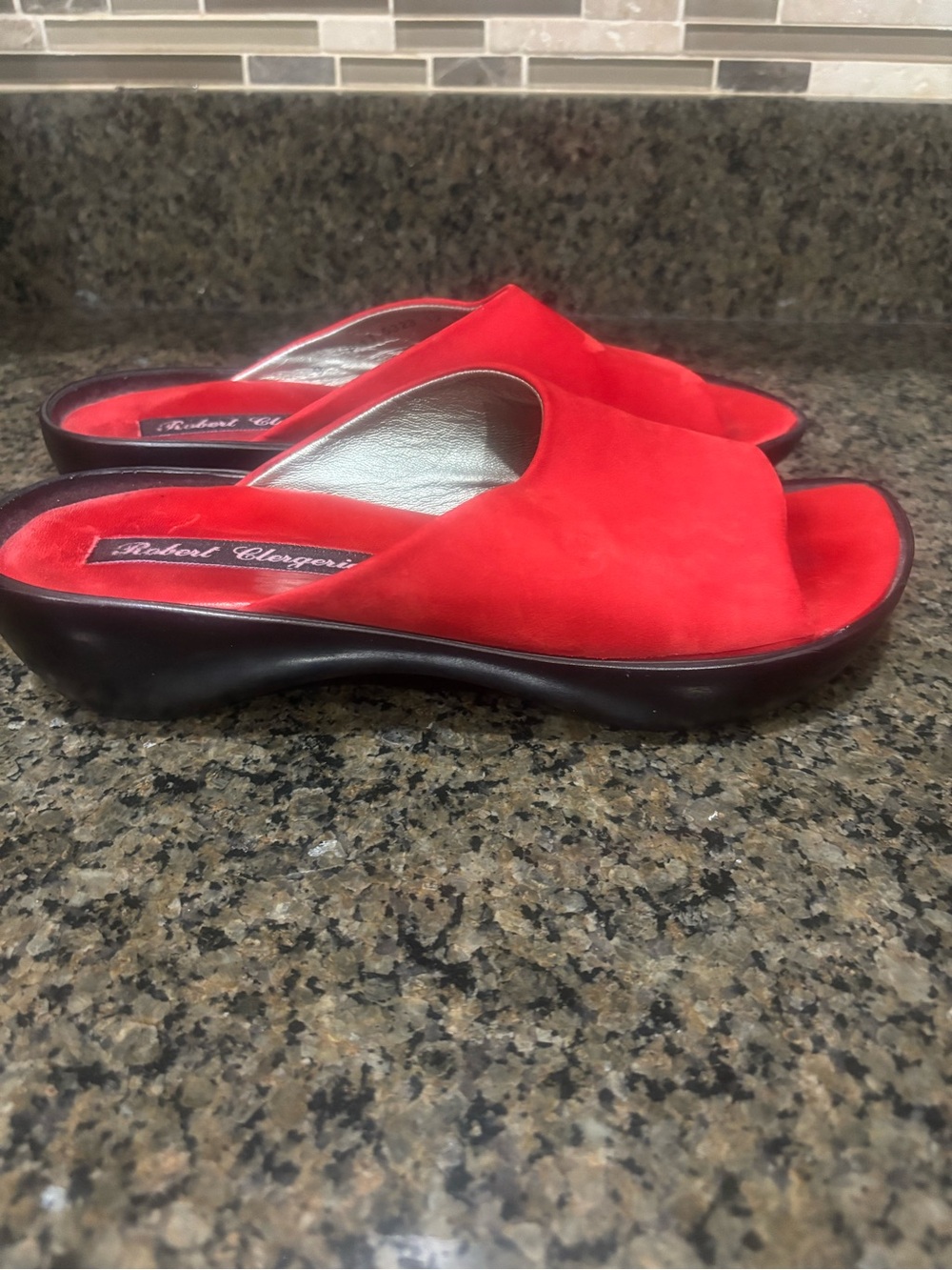 Robert Clergerie Red Suede Slide Mules